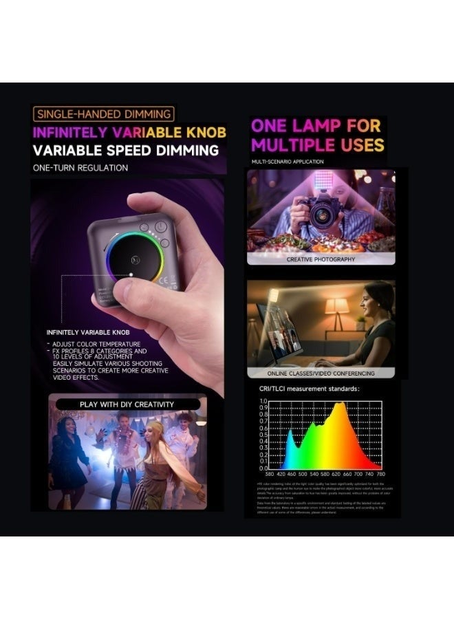 R12s Photography Color Fill Light 108LED 2000mAh , Selfie Light USB Rechargeable for Photo & Video with Front Back Clip for Phones Laptops Makeup TikTok Stream - Image 5